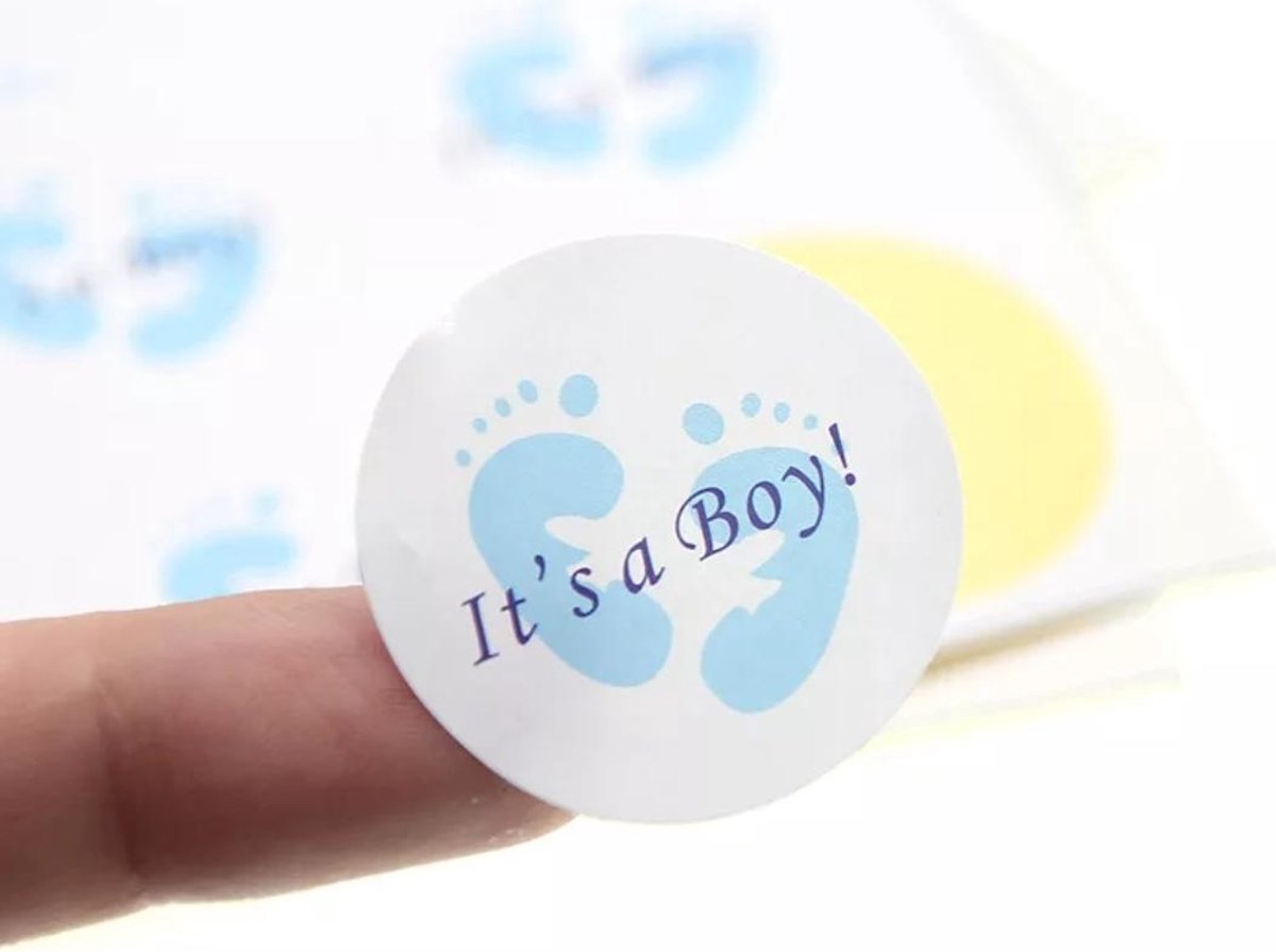 Geboorte stickers | Sluitsticker | Sluitzegels | Its a boy! | Blauwe voetjes |3 cm | 50 stuks